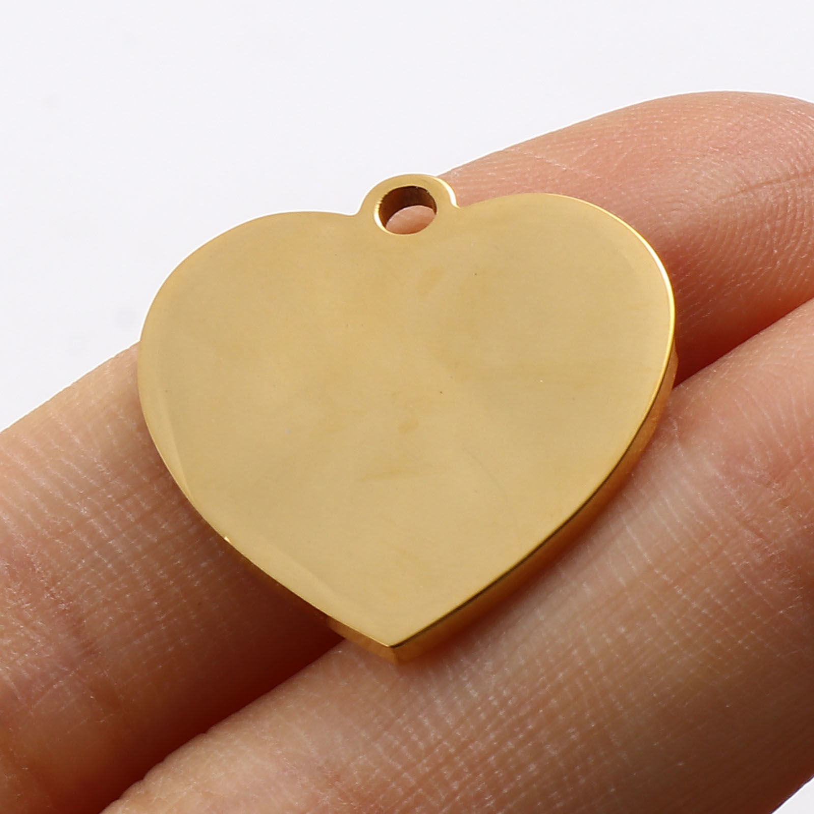 Picture of Stainless Steel Blank Stamping Tags Charms Heart Gold Plated One-sided Polishing 21mm x 20mm, 1 Piece