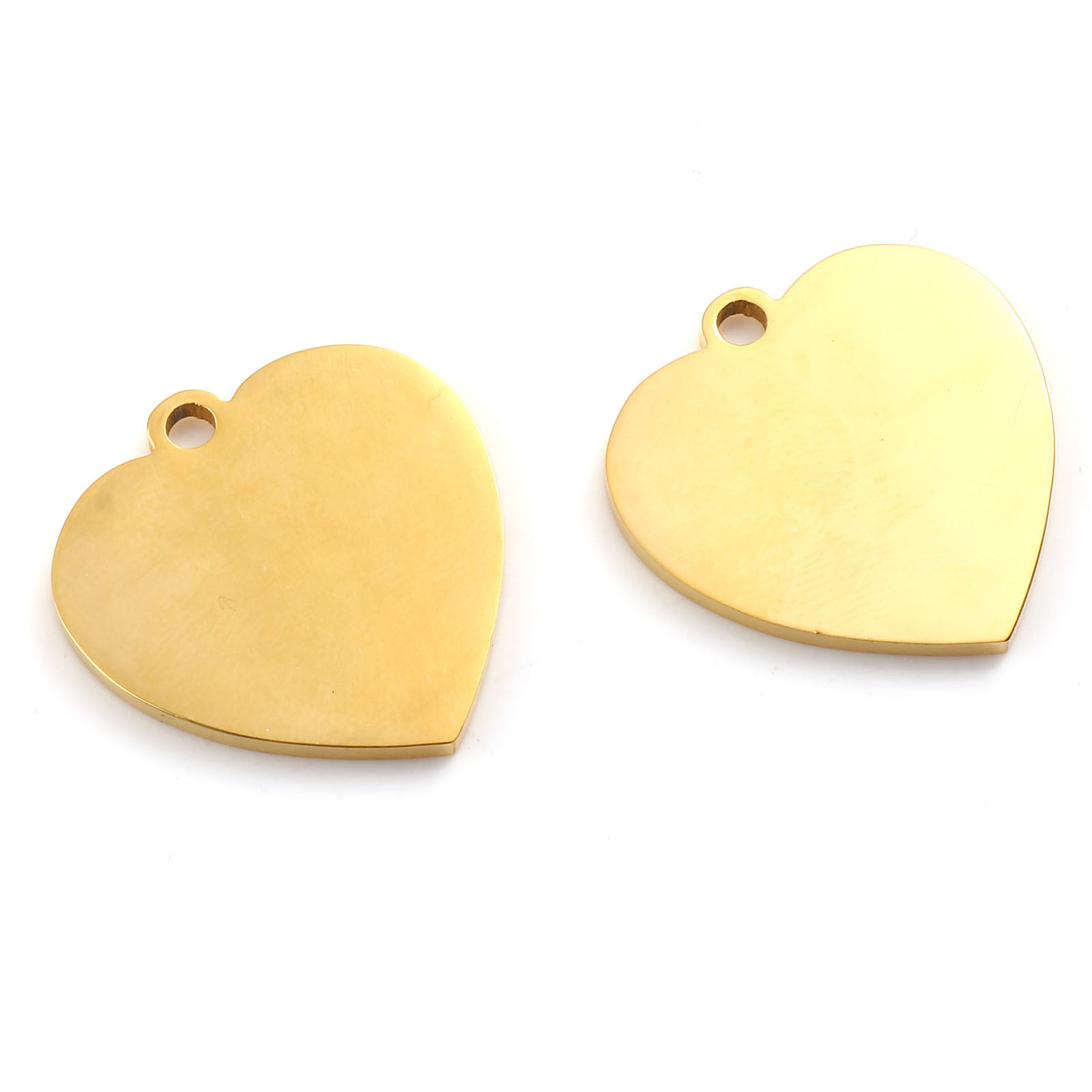 Picture of Stainless Steel Blank Stamping Tags Charms Heart Gold Plated One-sided Polishing 21mm x 20mm, 1 Piece
