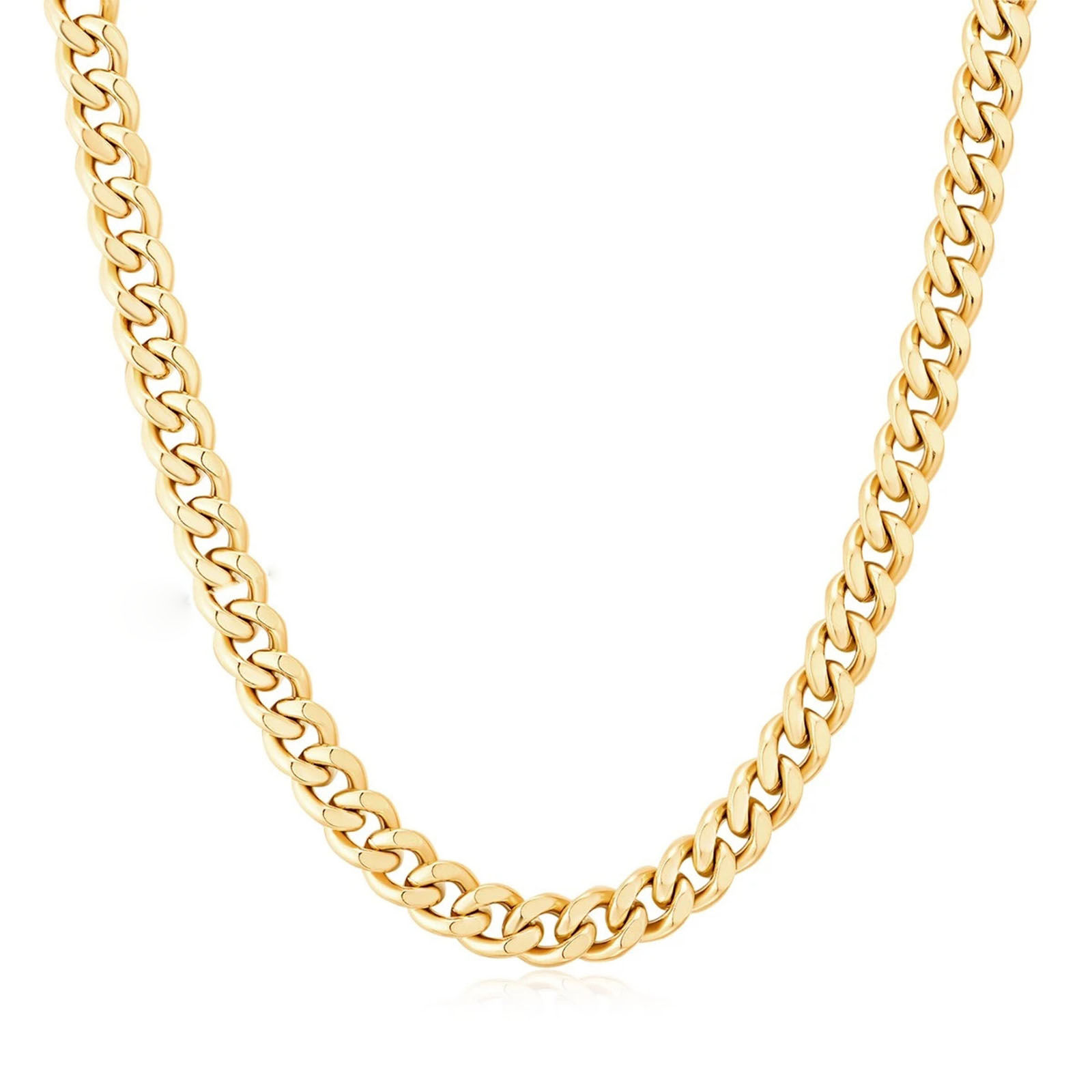 Picture of Eco-friendly Punk Simple 18K Real Gold Plated 304 Stainless Steel Cuban Link Chain Necklace Unisex 45cm(17 6/8") long, 1 Piece