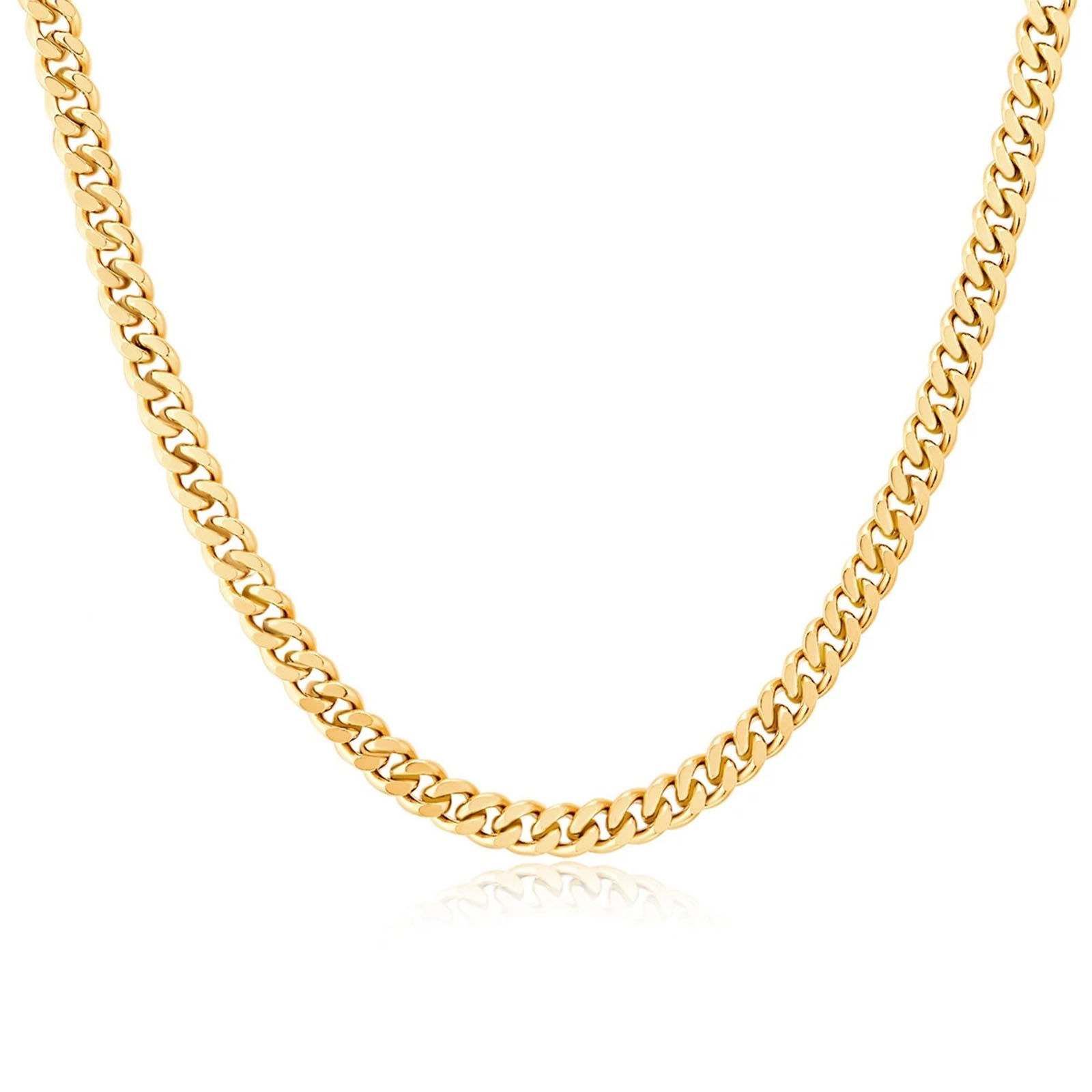 Picture of Eco-friendly Simple & Casual Simple 18K Real Gold Plated 304 Stainless Steel Cuban Link Chain Necklace For Women 45cm(17 6/8") long, 1 Piece