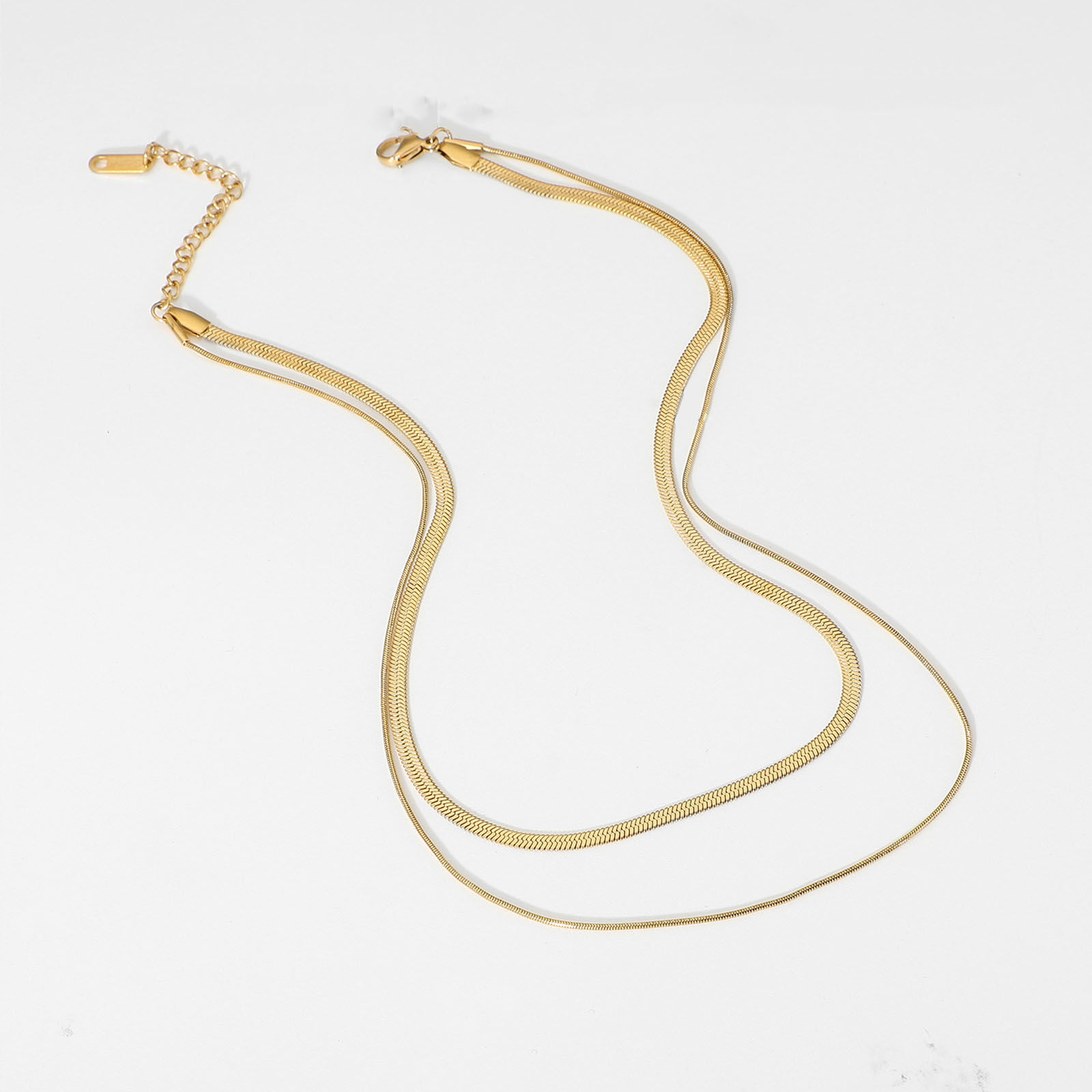 Picture of Eco-friendly Simple & Casual Exquisite 18K Real Gold Plated 304 Stainless Steel Snake Chain Multilayer Layered Necklace For Women 36cm(14 1/8") long, 1 Piece