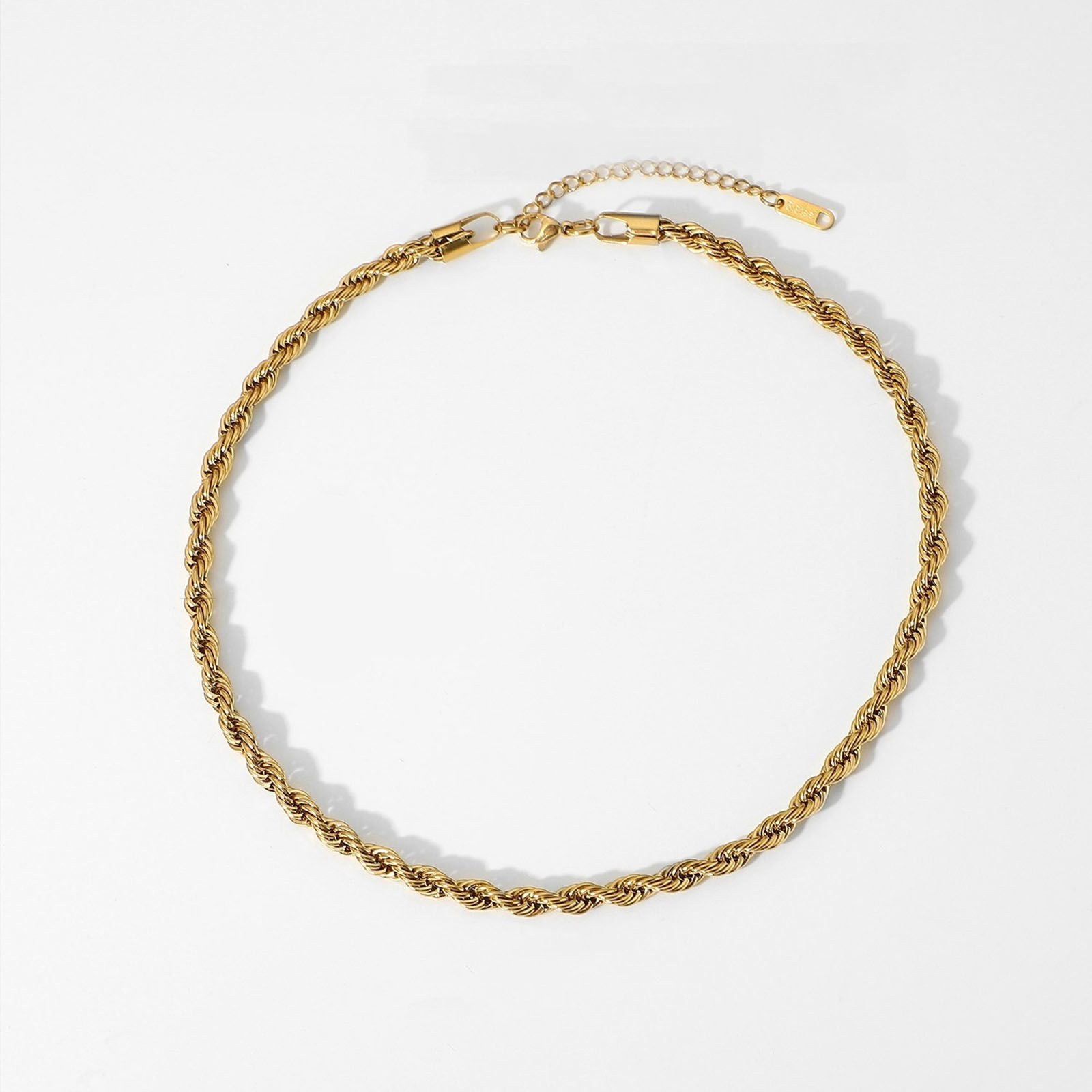 Picture of Eco-friendly Simple & Casual Exquisite 18K Real Gold Plated 304 Stainless Steel Braided Rope Chain Choker Necklace For Women 38cm(15") long, 1 Piece