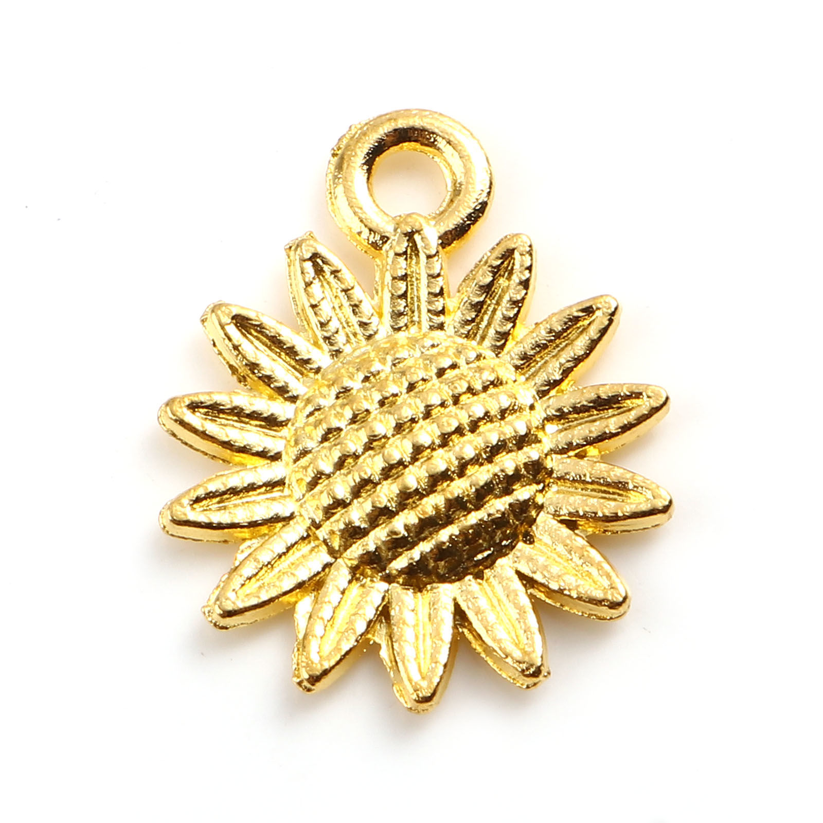 Picture of Zinc Based Alloy Charms Sunflower Gold Plated 19mm x 15mm, 50 PCs