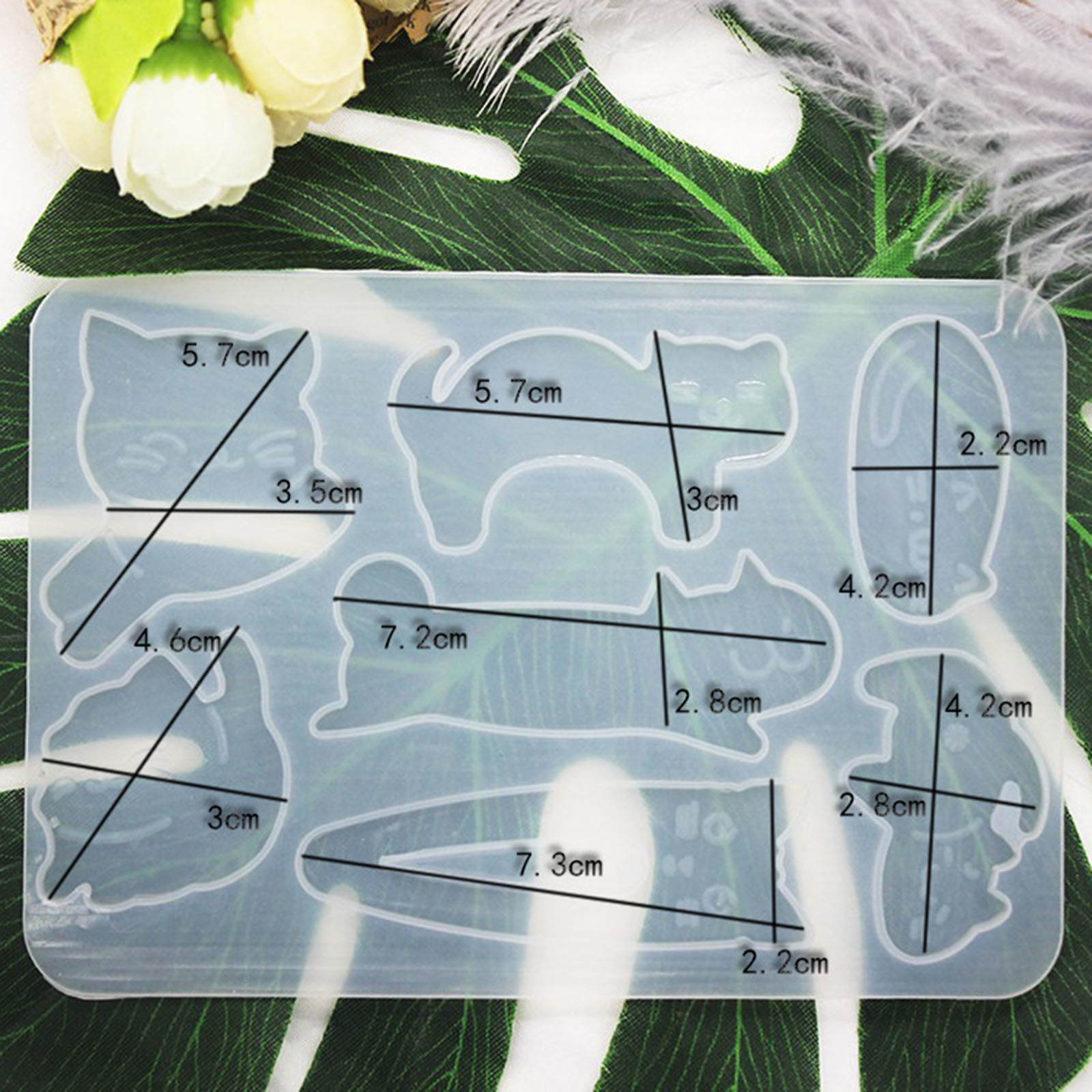 Picture of Silicone Resin Mold For Jewelry Making Hairpin Hair Accessories Cat Animal Transparent Clear 14.8cm x 10cm, 1 Piece