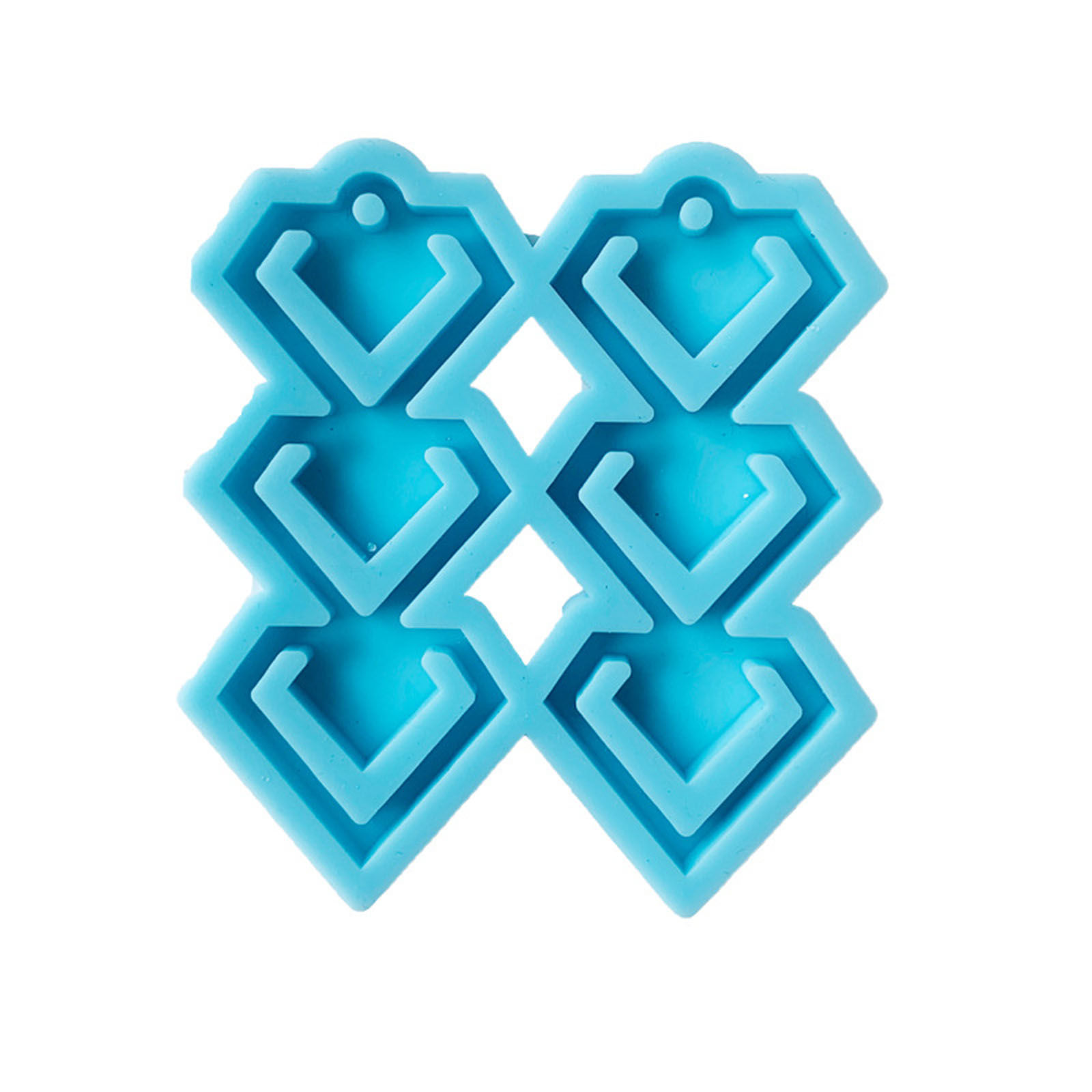 Picture of Silicone Resin Mold For Jewelry Making Pendant Earrings Keychain Diamond Shape Blue 7cm x 6.3cm, 1 Piece
