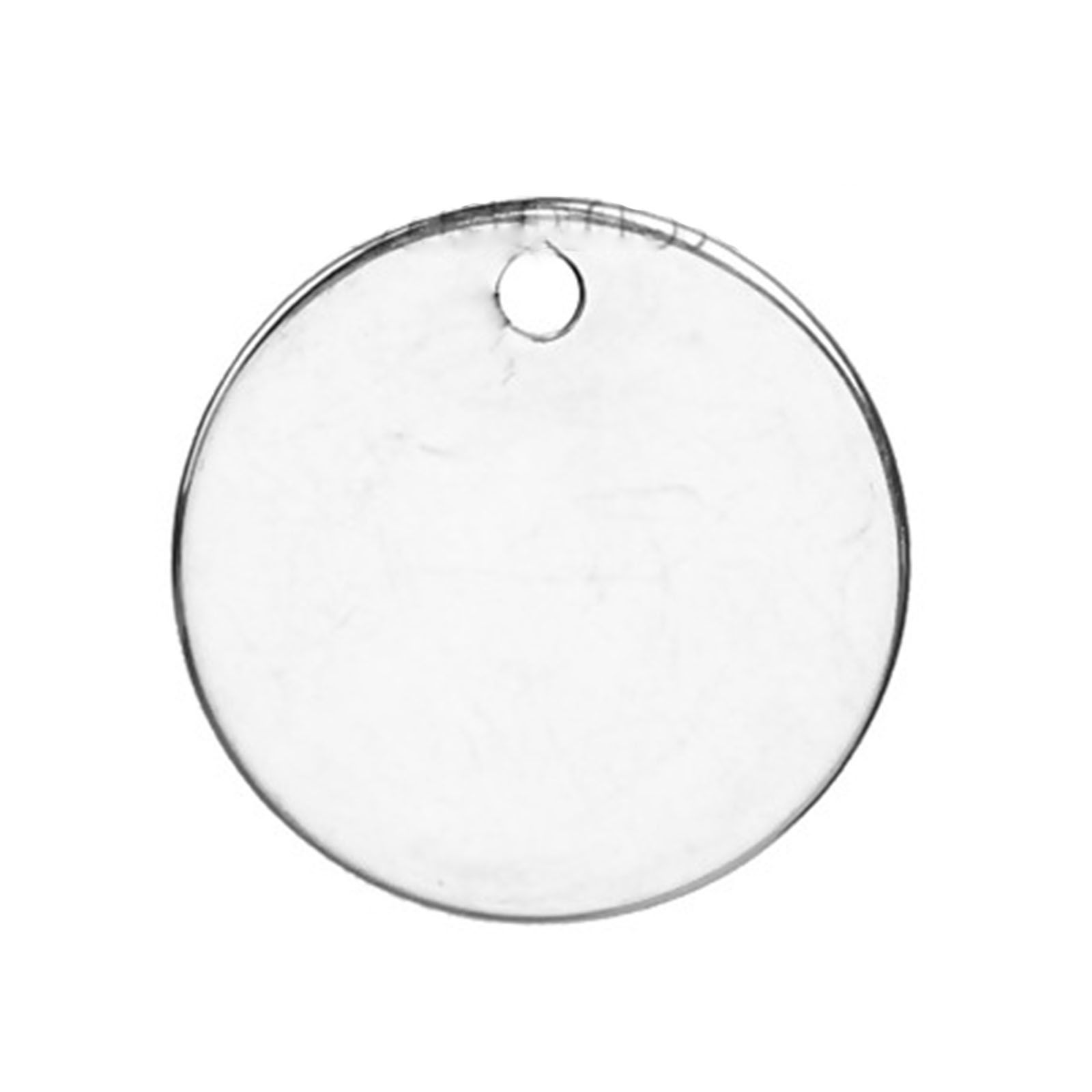 Picture of Stainless Steel Blank Stamping Tags Charms Round Silver Tone Roller Burnishing 15mm Dia., 20 PCs