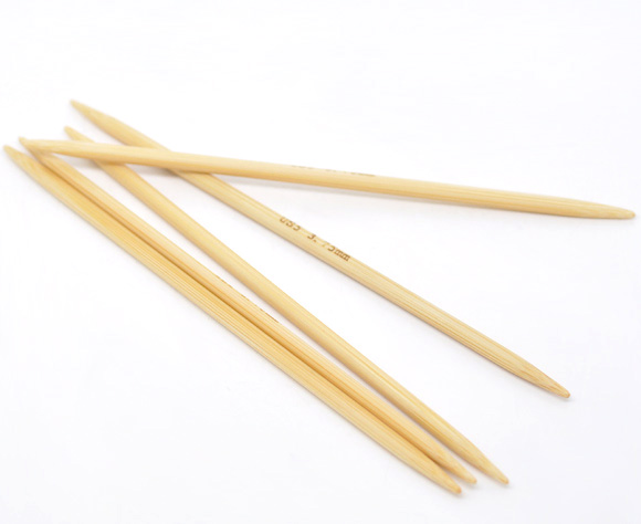 Picture of (US5 3.75mm) Bamboo Double Pointed Knitting Needles Natural 13cm(5 1/8") long, 1 Set ( 5 PCs/Set)