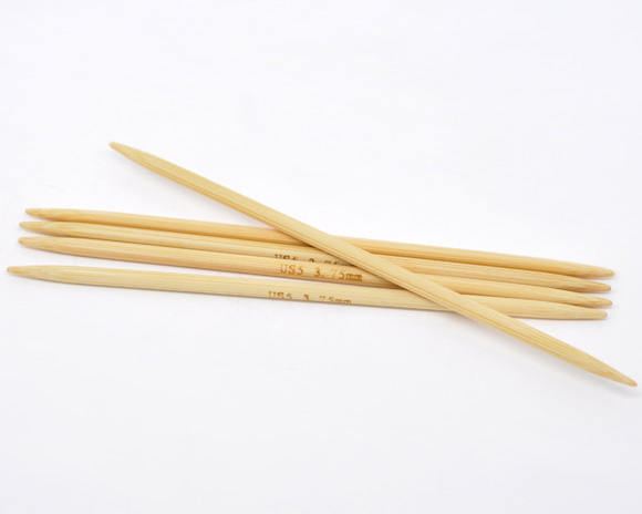 Picture of (US5 3.75mm) Bamboo Double Pointed Knitting Needles Natural 13cm(5 1/8") long, 1 Set ( 5 PCs/Set)