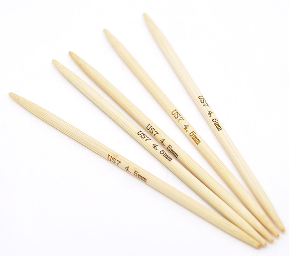 Picture of (US7 4.5mm) Bamboo Double Pointed Knitting Needles Natural 13cm(5 1/8") long, 1 Set ( 5 PCs/Set)