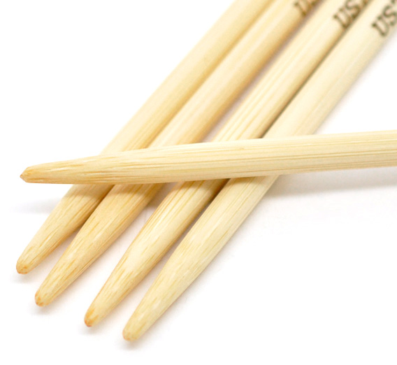 Picture of (US7 4.5mm) Bamboo Double Pointed Knitting Needles Natural 13cm(5 1/8") long, 1 Set ( 5 PCs/Set)