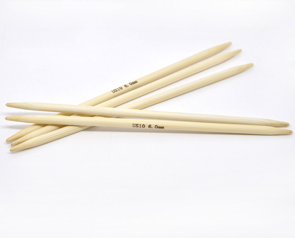 Image de (US10 6.0mm) Aiguilles à Tricoter Double Point en Bambou Couleur Naturelle 20cm Long, 1 Kit ( 5 Pcs/Kit)