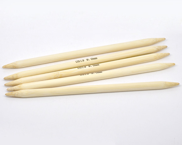 Picture of (US13 9.0mm) Bamboo Double Pointed Knitting Needles Natural 20cm(7 7/8") long, 1 Set ( 5 PCs/Set)
