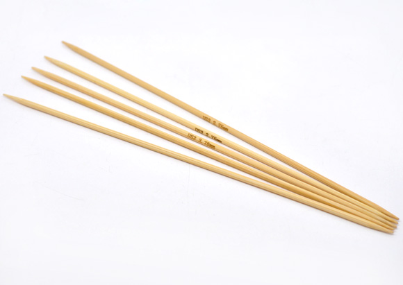 Image de (US2 2.75mm) Aiguilles à Tricoter Double Point en Bambou Couleur Naturelle 20cm Long, 1 Kit ( 5 Pcs/Kit)