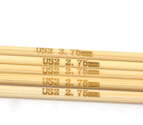 Picture of (US2 2.75mm) Bamboo Double Pointed Knitting Needles Natural 20cm(7 7/8") long, 1 Set ( 5 PCs/Set)