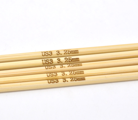 Image de (US3 3.25mm) Aiguilles à Tricoter Double Point en Bambou Couleur Naturelle 20cm Long, 1 Kit ( 5 Pcs/Kit)