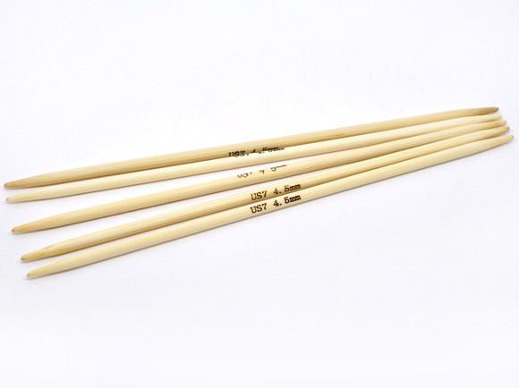 Image de (US7 4.5mm) Aiguilles à Tricoter Double Point en Bambou Couleur Naturelle 20cm Long, 1 Kit ( 5 Pcs/Kit)
