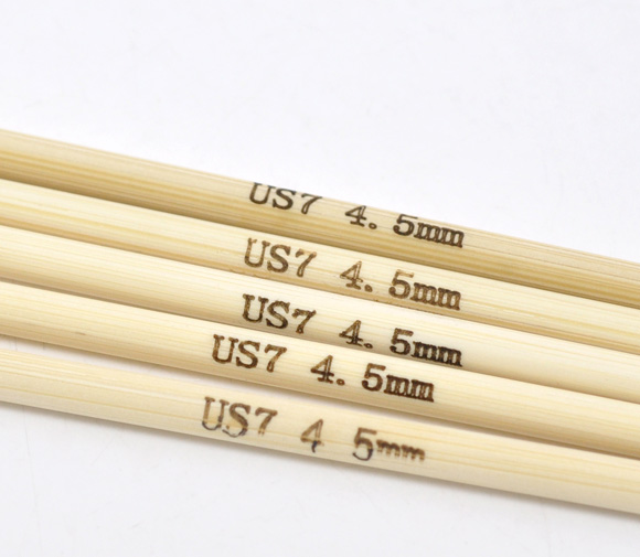Image de (US7 4.5mm) Aiguilles à Tricoter Double Point en Bambou Couleur Naturelle 20cm Long, 1 Kit ( 5 Pcs/Kit)