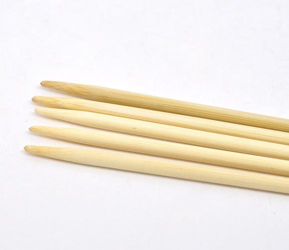 Image de (US7 4.5mm) Aiguilles à Tricoter Double Point en Bambou Couleur Naturelle 20cm Long, 1 Kit ( 5 Pcs/Kit)