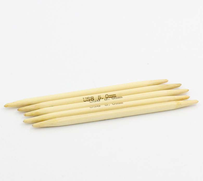 Picture of (US8 5.0mm) Bamboo Double Pointed Knitting Needles Natural 10cm(3 7/8") long, 1 Set ( 5 PCs/Set)