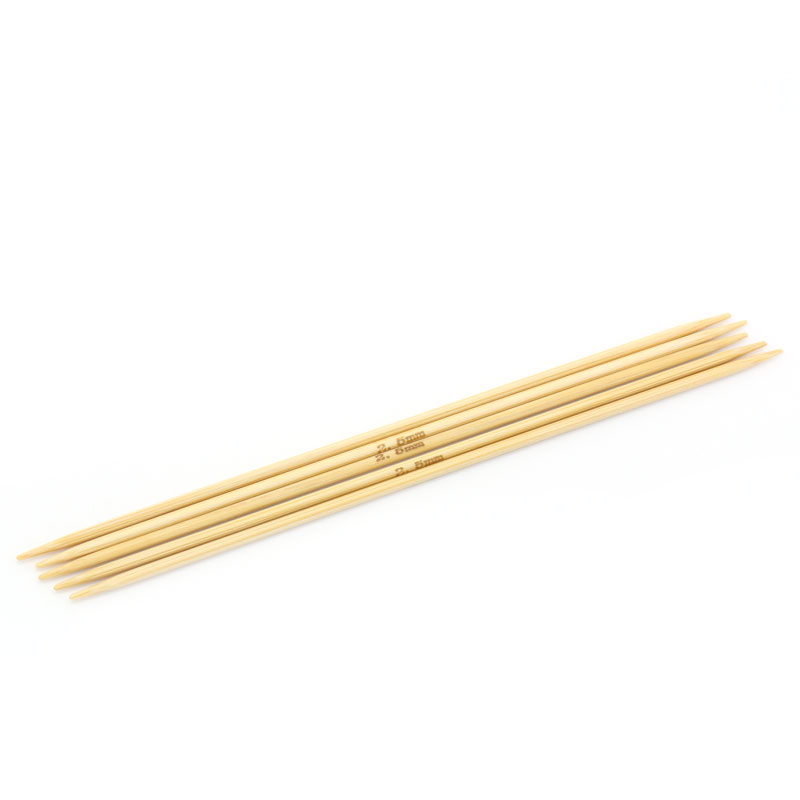 竹 ダブルポイント 編み針 ナチュラル 15cm 長さ、 1 セット の画像