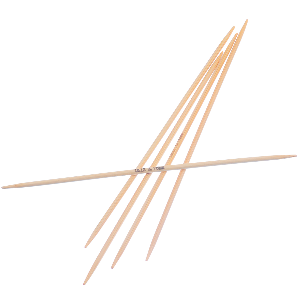 (UK12 2.75mm) 竹 ダブルポイント 編み針 ナチュラル 15cm 長さ、 1 セット ( 5 個/セット) の画像