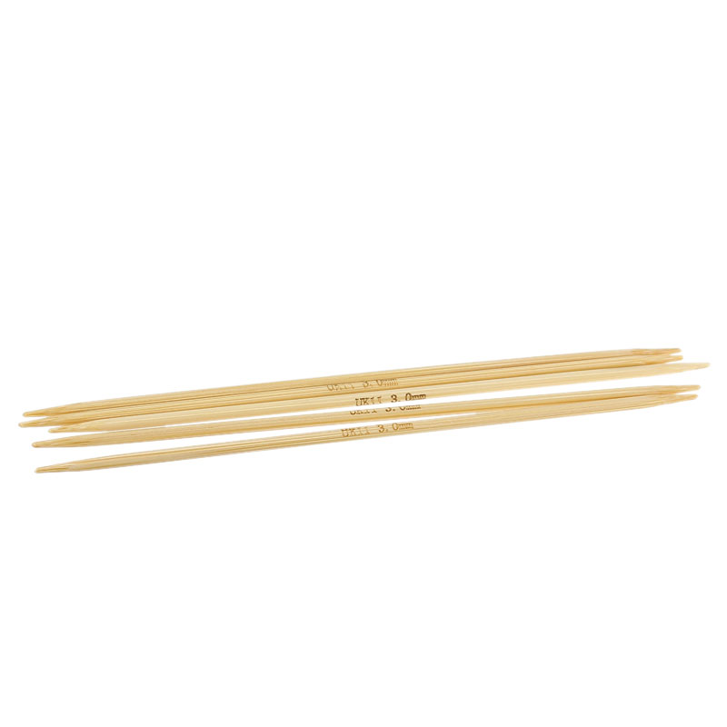 (UK11 3.0mm) 竹 ダブルポイント 編み針 ナチュラル 15cm 長さ、 1 セット ( 5 個/セット) の画像