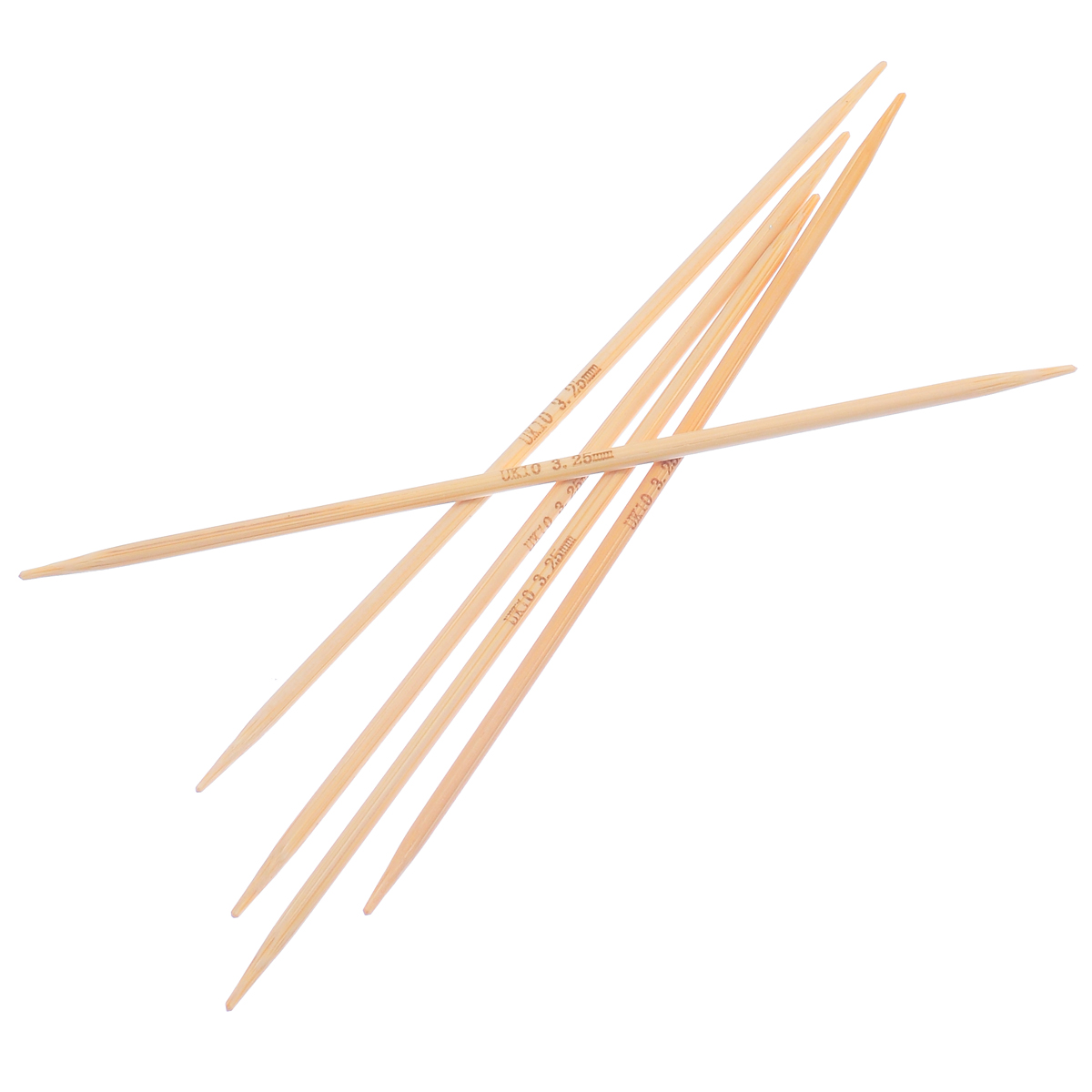 (UK10 3.25mm) 竹 ダブルポイント 編み針 ナチュラル 15cm 長さ、 1 セット ( 5 個/セット) の画像