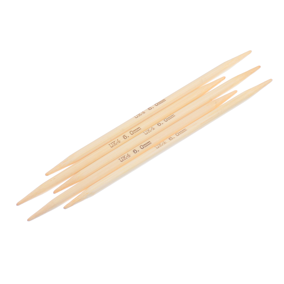 (UK4 6.0mm) 竹 ダブルポイント 編み針 ナチュラル 15cm 長さ、 1 セット ( 5 個/セット) の画像