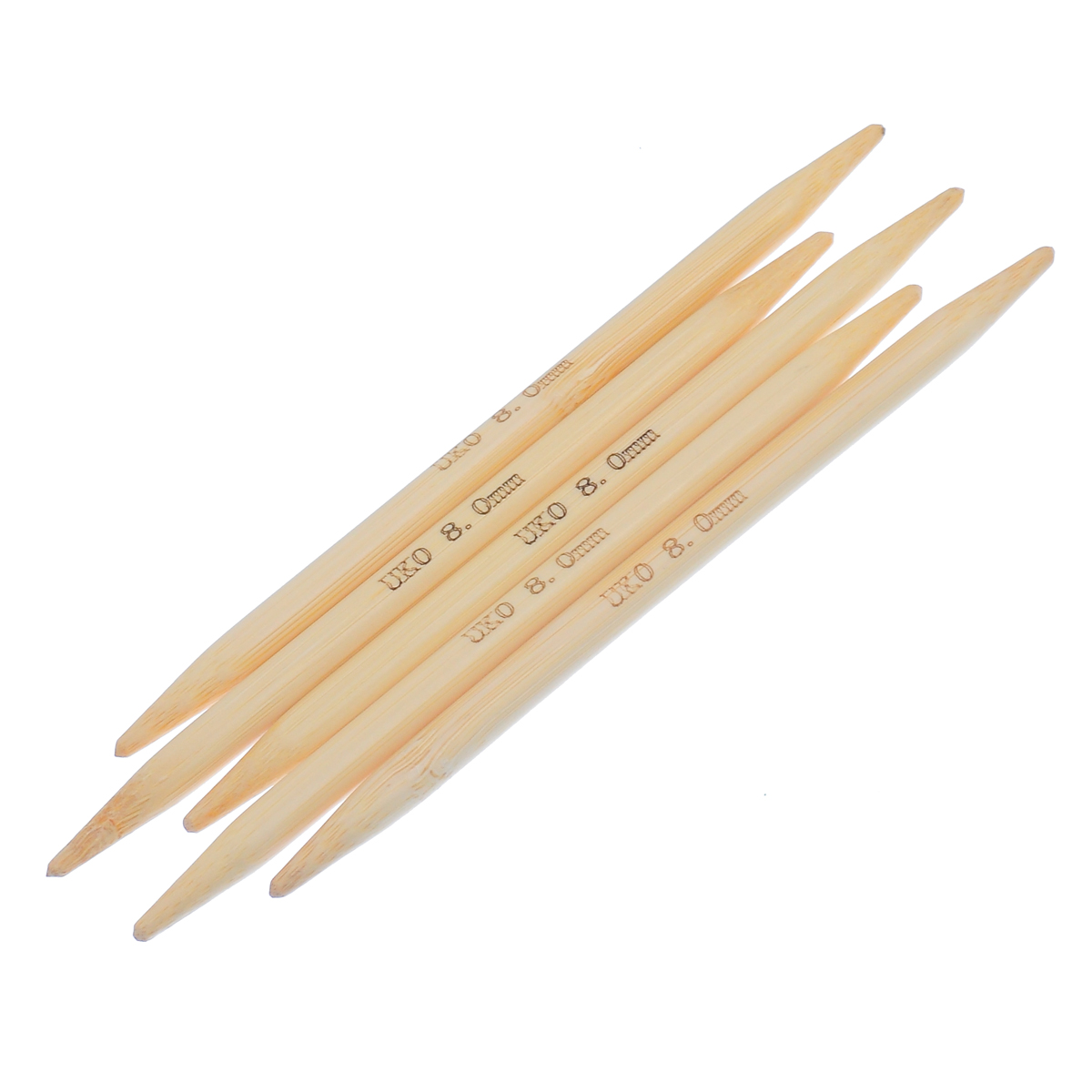 (UK0 8.0mm) 竹 ダブルポイント 編み針 ナチュラル 15cm 長さ、 1 セット ( 5 個/セット) の画像