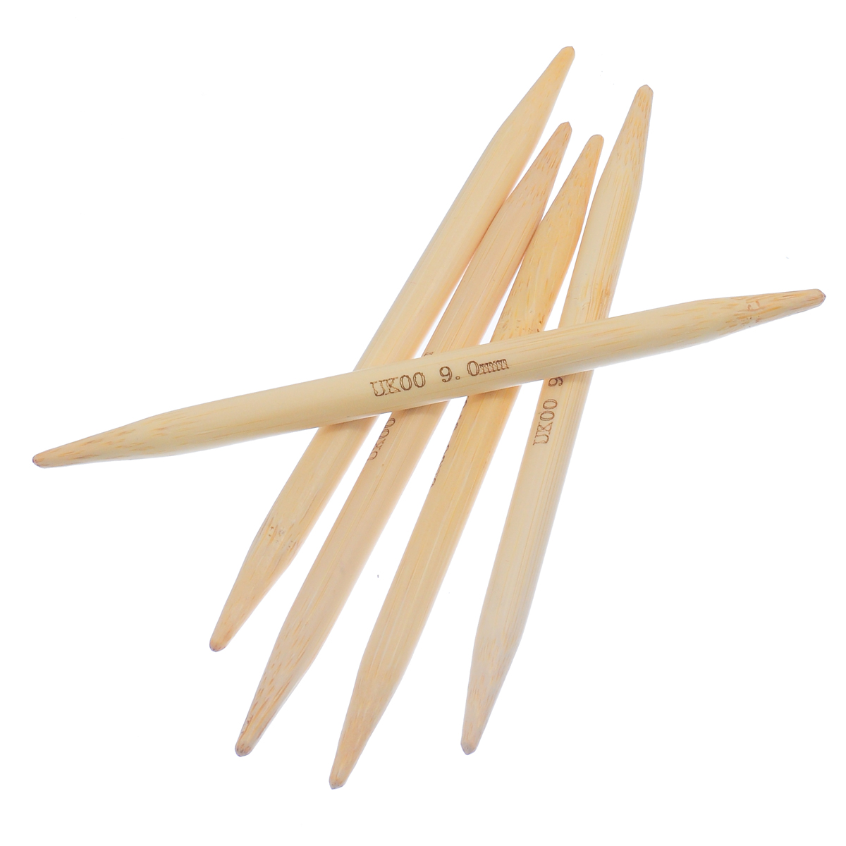 (UK00 9.0mm) 竹 ダブルポイント 編み針 ナチュラル 15cm 長さ、 1 セット ( 5 個/セット) の画像