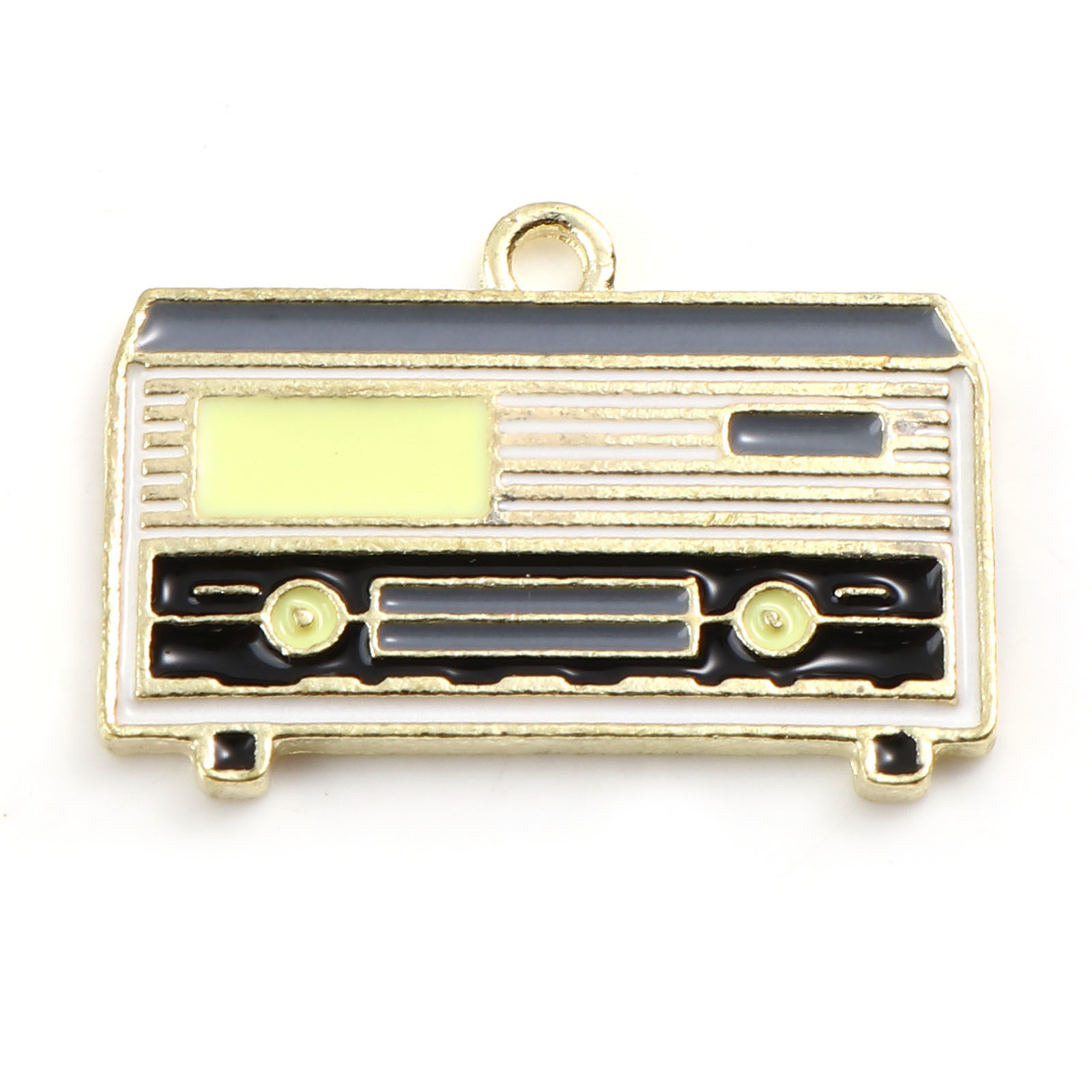 Picture of Zinc Based Alloy Charms Gramaphone Gold Plated Multicolor Enamel 25mm x 17mm, 5 PCs