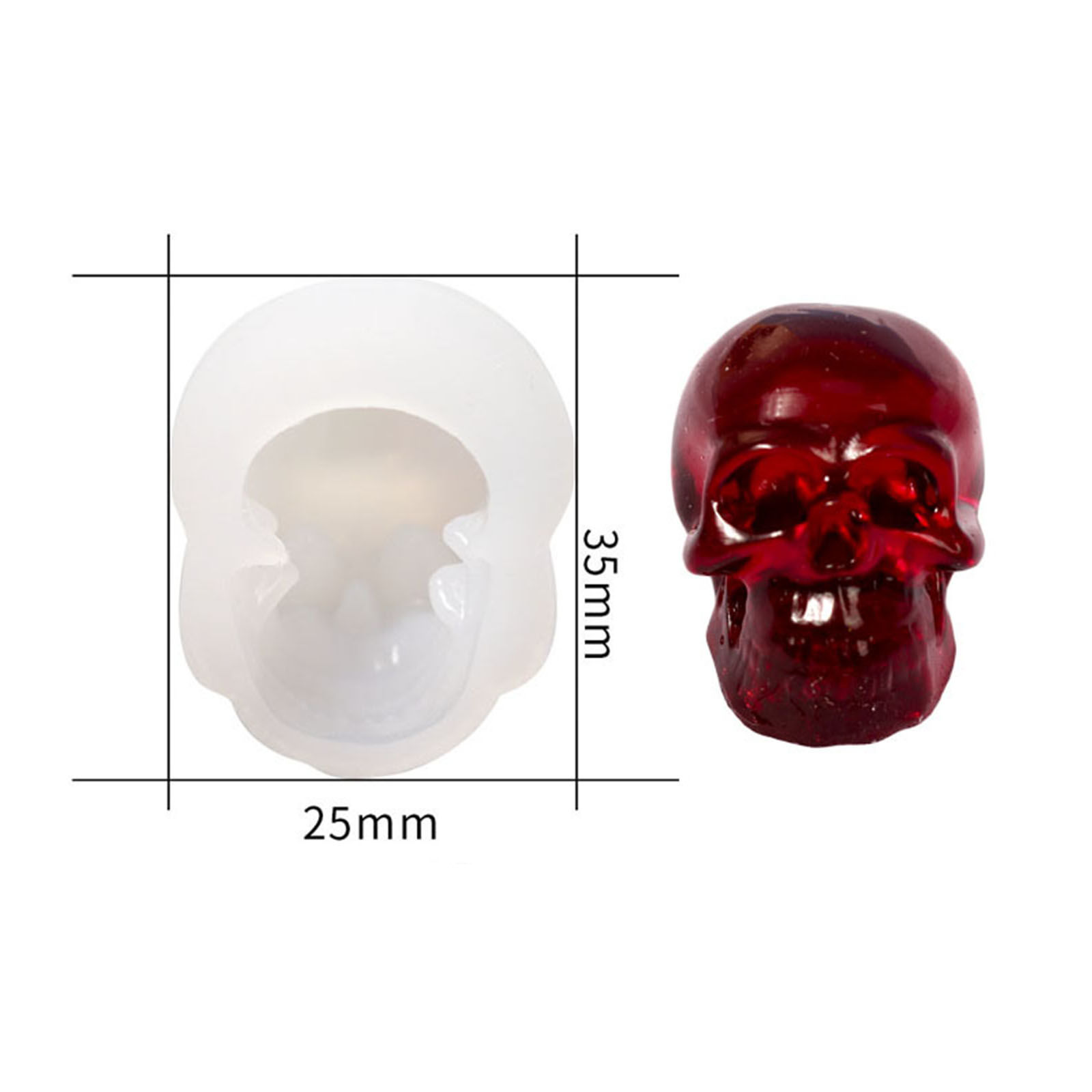 Picture of Silicone Resin Mold For Jewelry Making Pendant Skull White 3.5cm x 2.5cm, 5 PCs