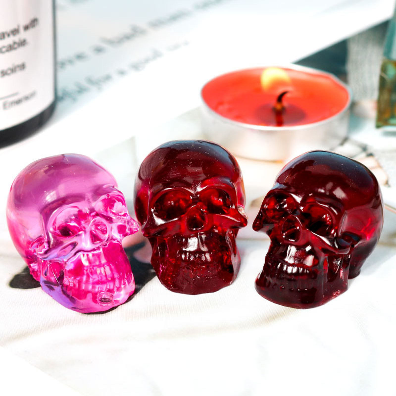 Picture of Silicone Resin Mold For Jewelry Making Pendant Skull White 3.5cm x 2.5cm, 5 PCs
