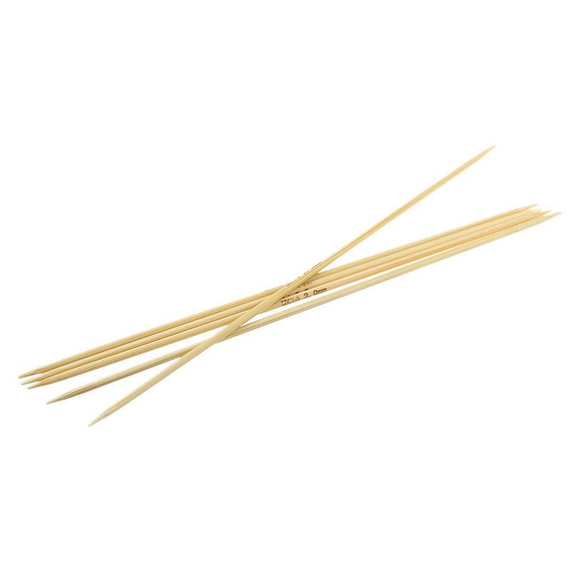 (UK14 2.0mm) 竹 ダブルポイント 編み針 ナチュラル 15cm 長さ、 1 セット ( 5 個/セット) の画像