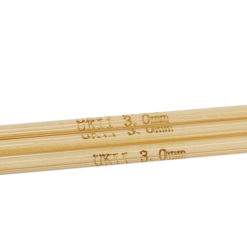 (UK11 3.0mm) 竹 ダブルポイント 編み針 ナチュラル 15cm 長さ、 1 セット ( 5 個/セット) の画像