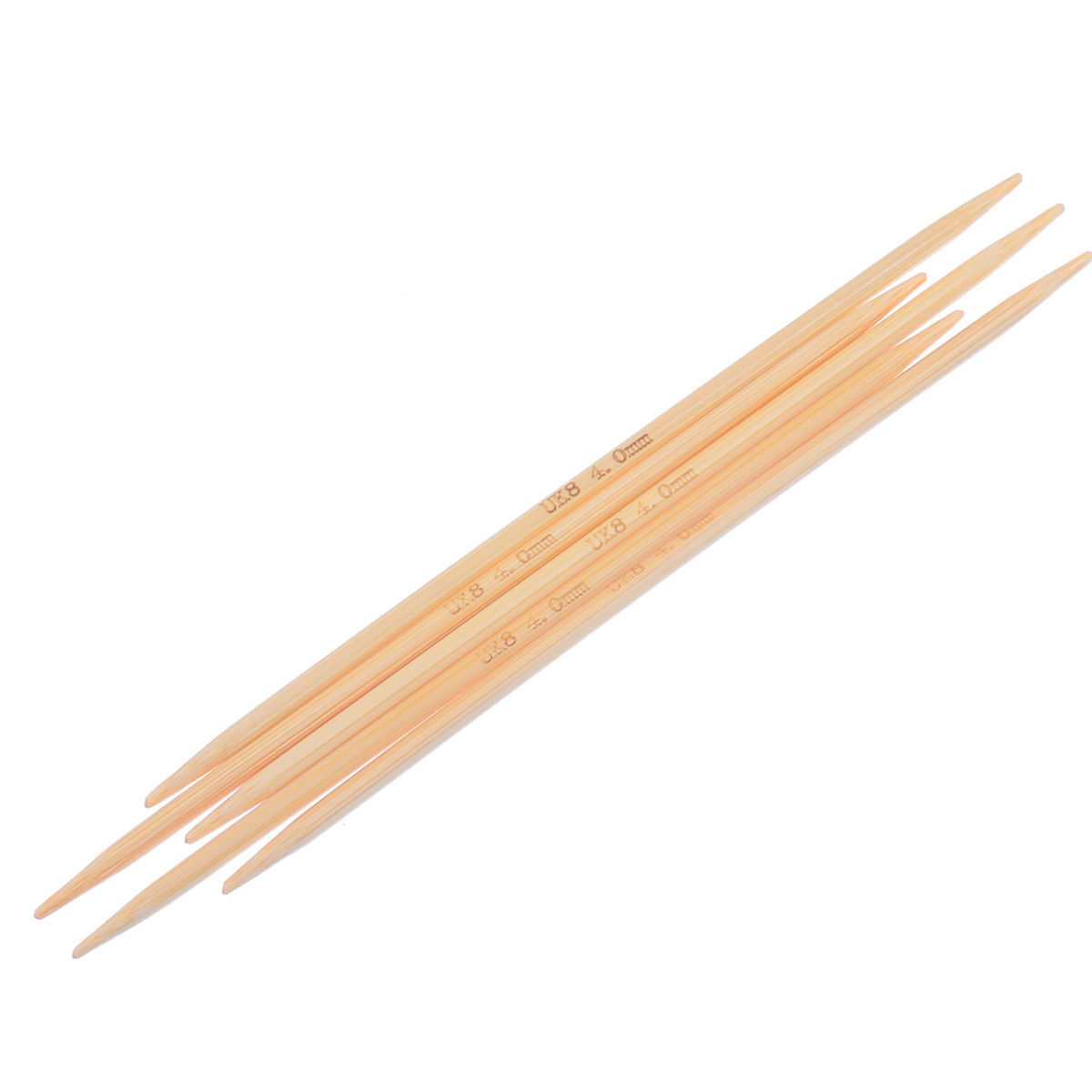 (UK8 4.0mm) 竹 ダブルポイント 編み針 ナチュラル 15cm 長さ、 1 セット ( 5 個/セット) の画像