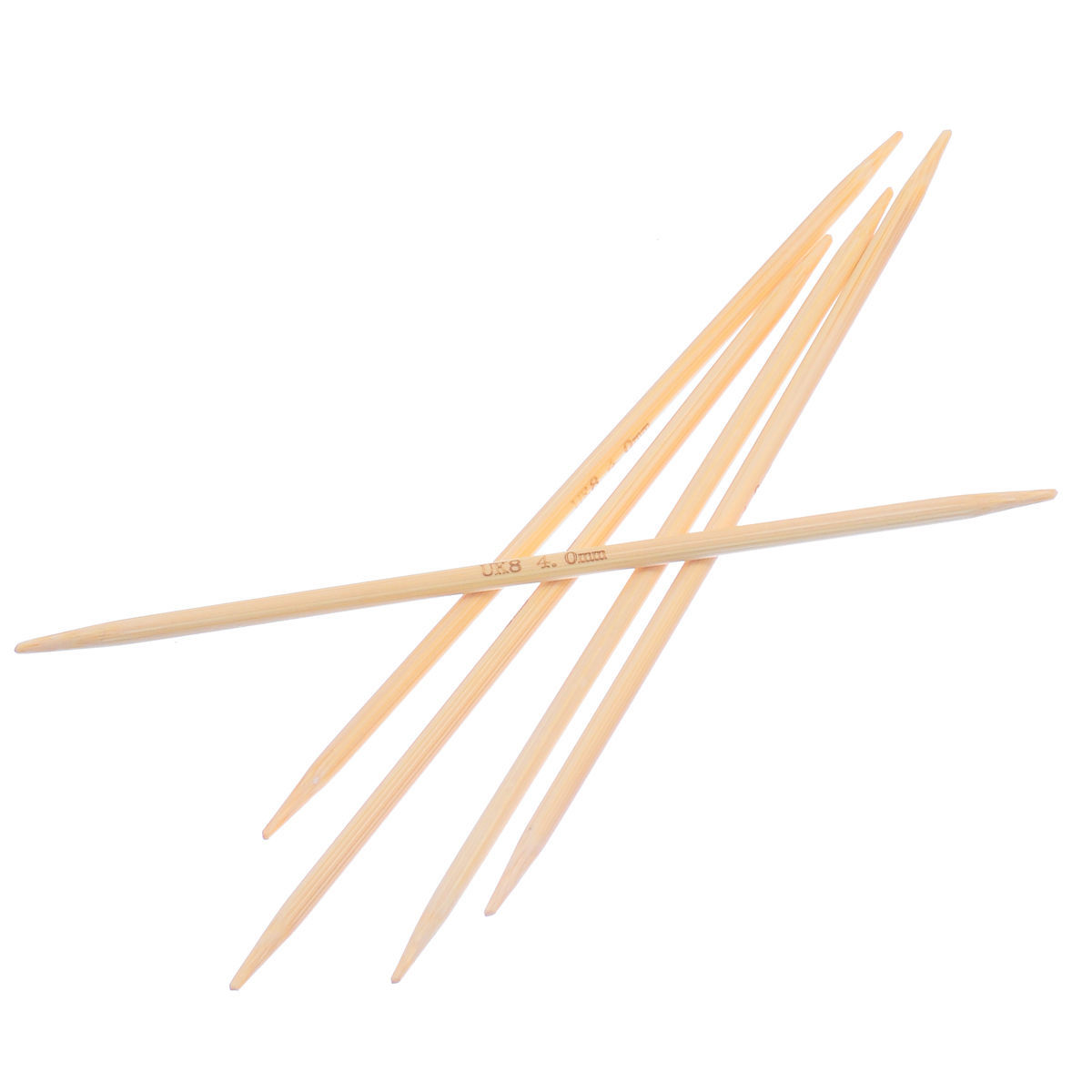 (UK8 4.0mm) 竹 ダブルポイント 編み針 ナチュラル 15cm 長さ、 1 セット ( 5 個/セット) の画像