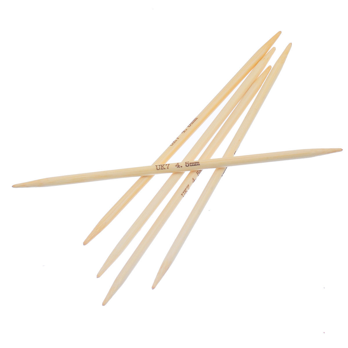 (UK7 4.5mm) 竹 ダブルポイント 編み針 ナチュラル 15cm 長さ、 1 セット ( 5 個/セット) の画像