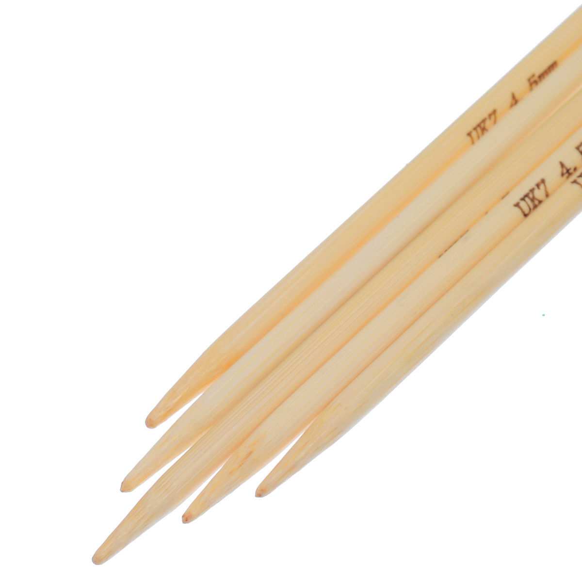 (UK7 4.5mm) 竹 ダブルポイント 編み針 ナチュラル 15cm 長さ、 1 セット ( 5 個/セット) の画像