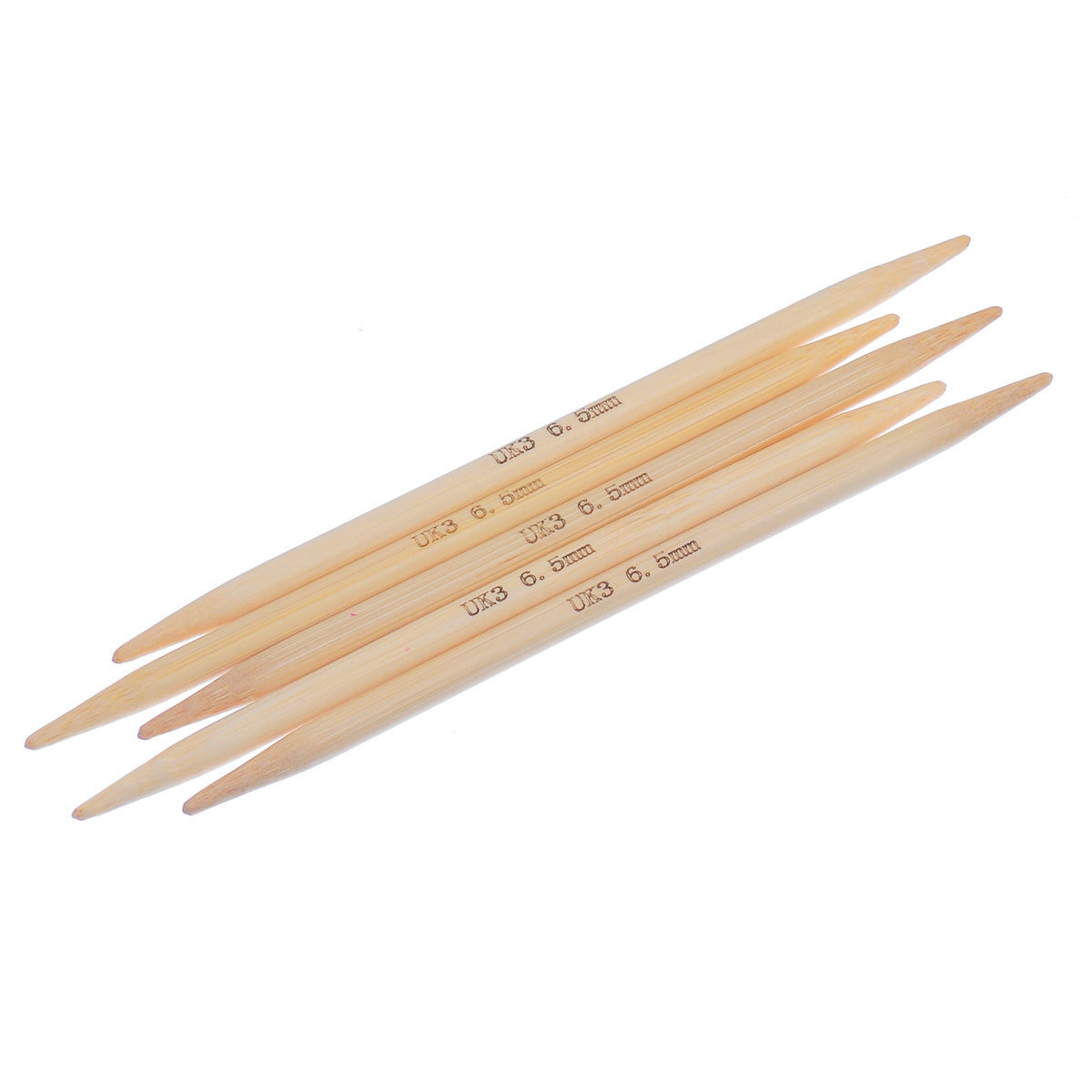 (UK3 6.5mm) 竹 ダブルポイント 編み針 ナチュラル 15cm 長さ、 1 セット ( 5 個/セット) の画像