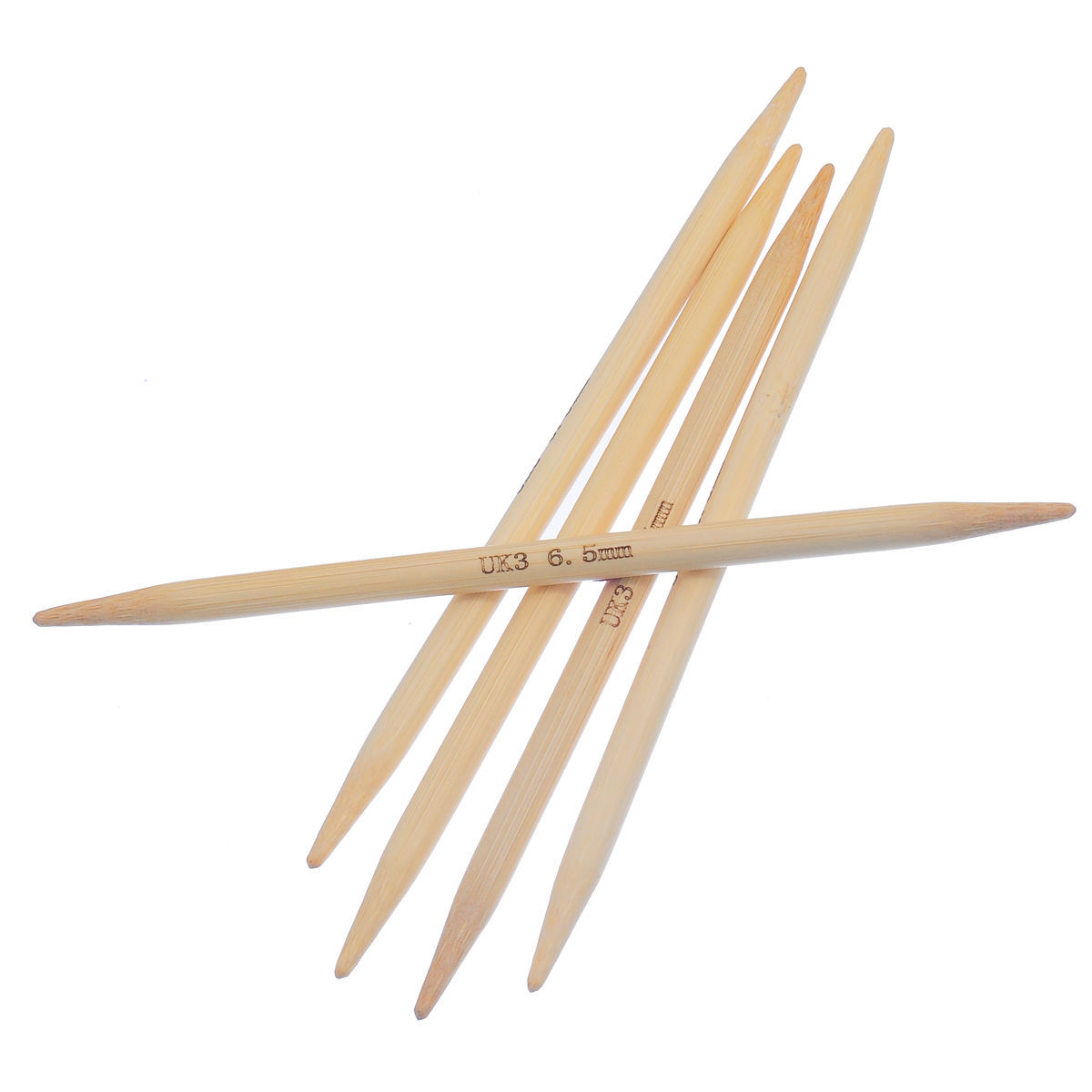 (UK3 6.5mm) 竹 ダブルポイント 編み針 ナチュラル 15cm 長さ、 1 セット ( 5 個/セット) の画像