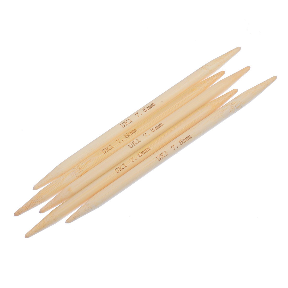 (UK1 7.5mm) 竹 ダブルポイント 編み針 ナチュラル 15cm 長さ、 1 対 ( 5 個/セット) の画像