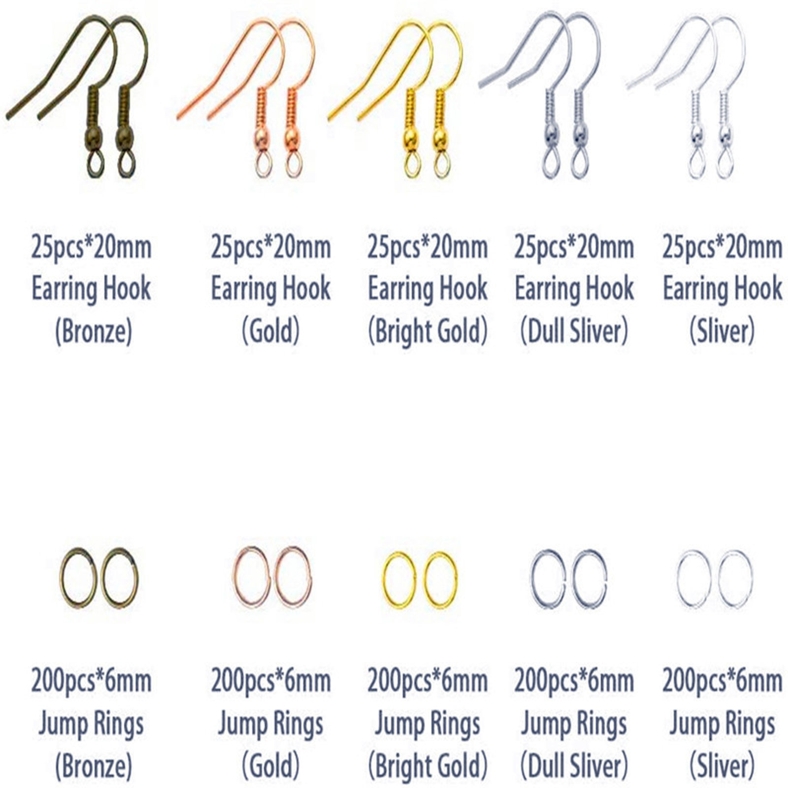 Picture of Zinc Based Alloy Ear Wire Jump Rings Jewelry Accessories Findings Mixed Color With Tools 13cm x 6.5cm, 1 Set