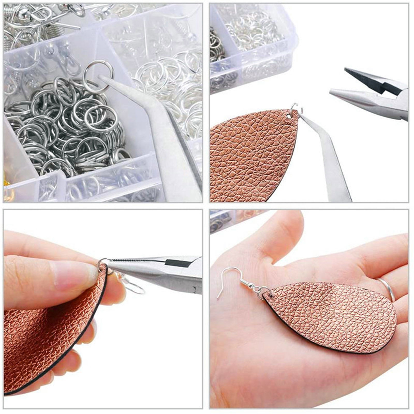 Picture of Zinc Based Alloy Ear Wire Jump Rings Jewelry Accessories Findings Mixed Color With Tools 13cm x 6.5cm, 1 Set