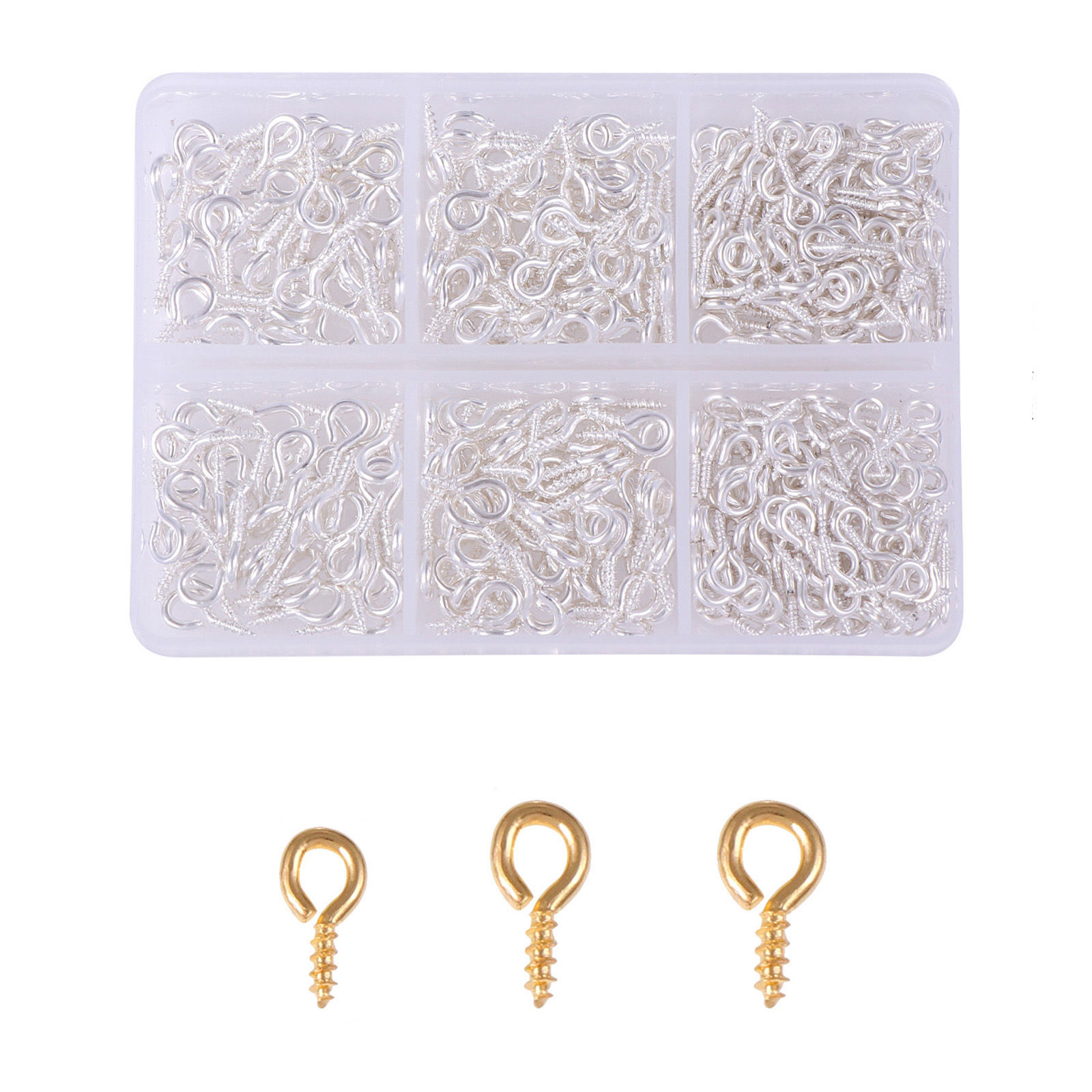 Picture of Iron Based Alloy Screw Eyes Bails Top Drilled Findings Silver Plated 8cm x 5.5cm, 1 Set ( 400 PCs/Box)