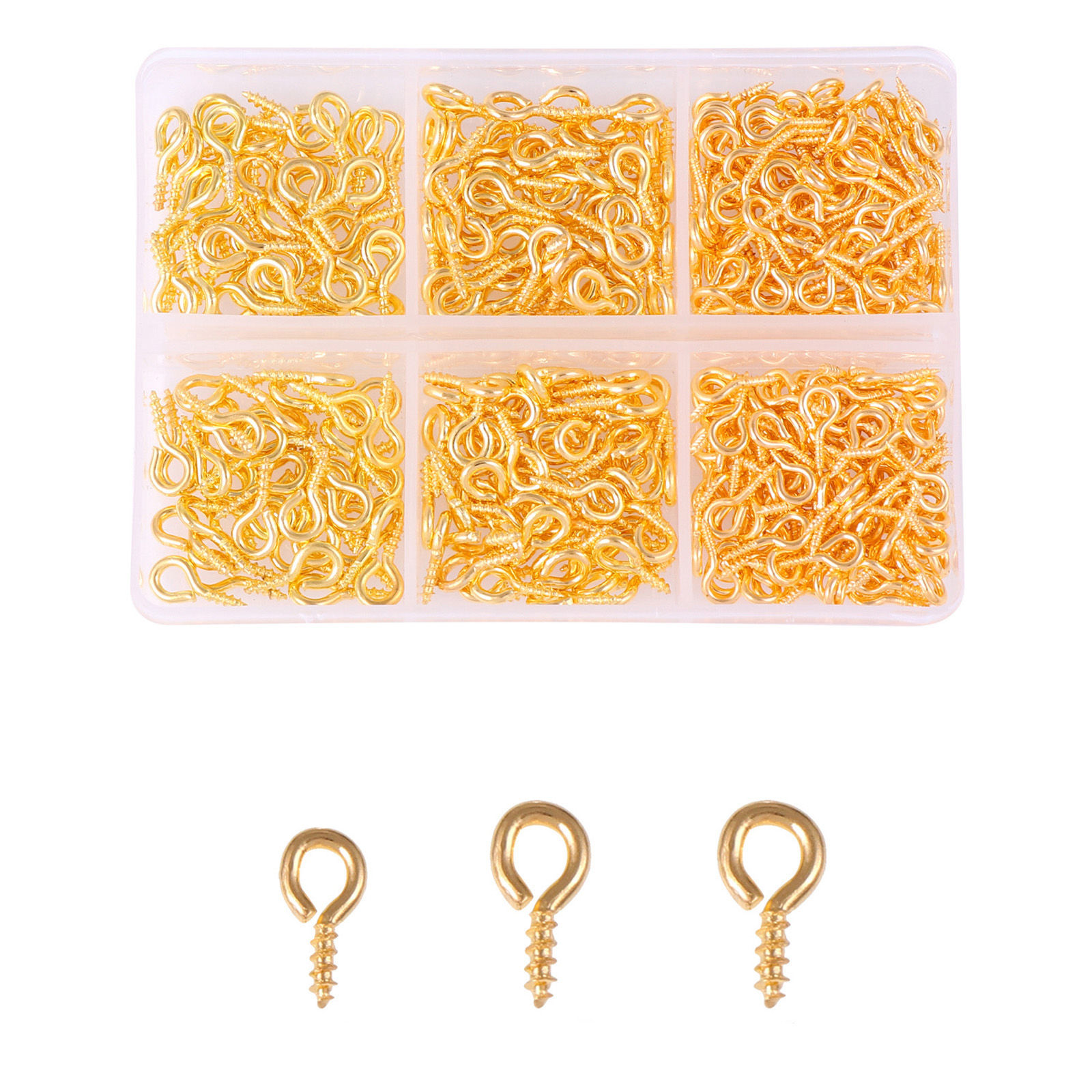 Picture of Iron Based Alloy Screw Eyes Bails Top Drilled Findings Gold Plated 8cm x 5.5cm, 1 Set ( 400 PCs/Box)