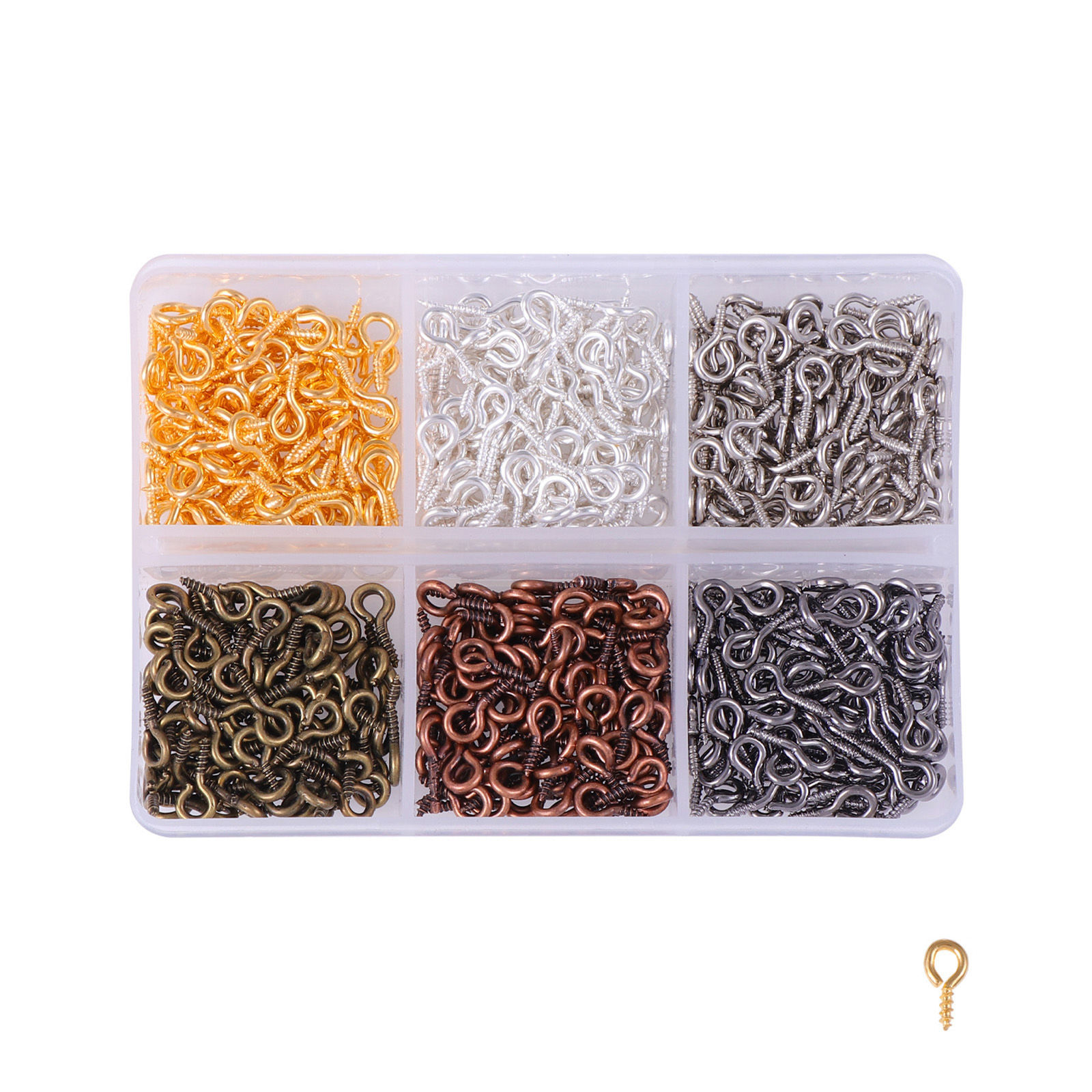 Picture of Iron Based Alloy Screw Eyes Bails Top Drilled Findings Multicolor 8cm x 5.5cm, 1 Set ( 400 PCs/Box)