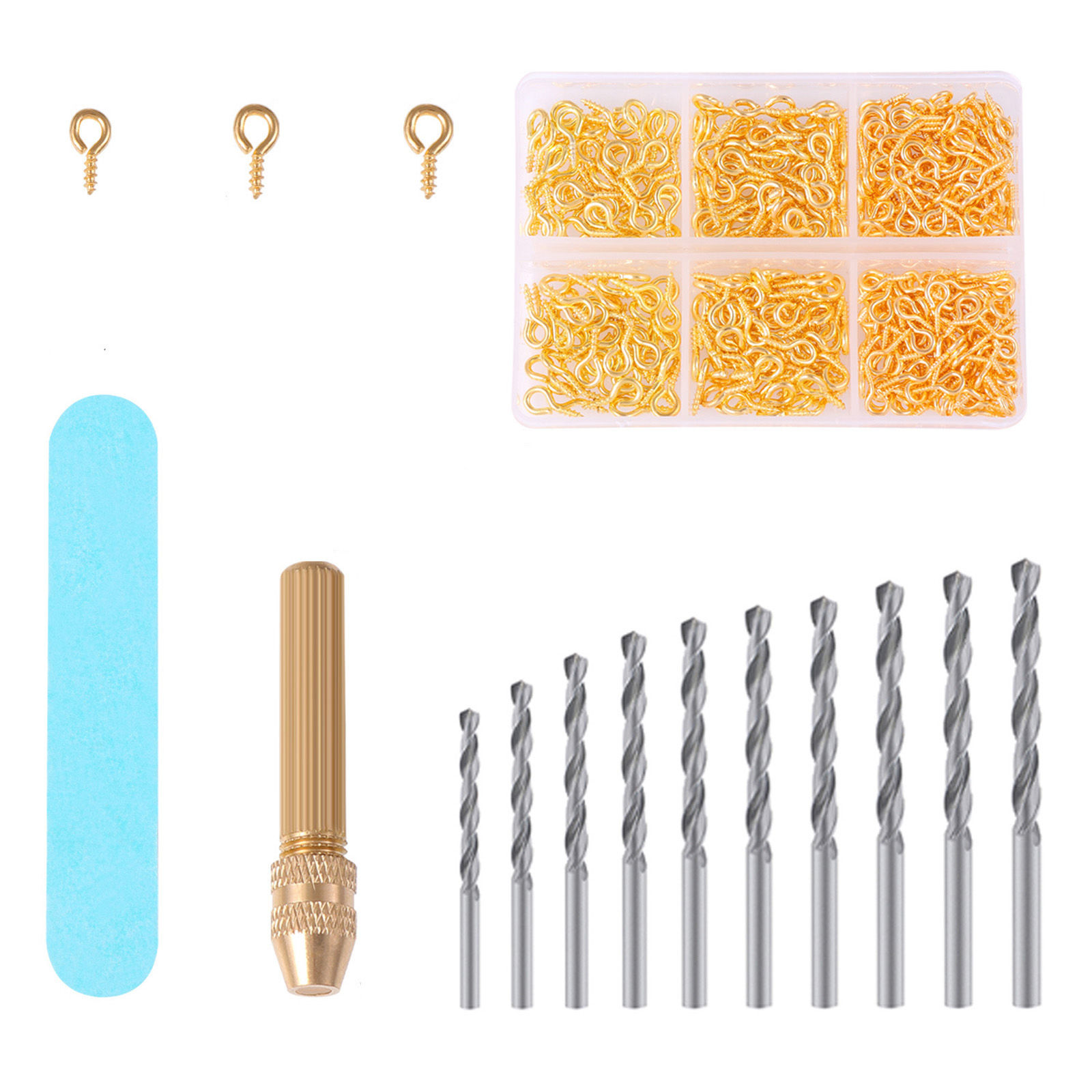 Picture of Iron Based Alloy Screw Eyes Bails Top Drilled Findings With DIY Tools Gold Plated 8.5cm x 5.5cm, 1 Set