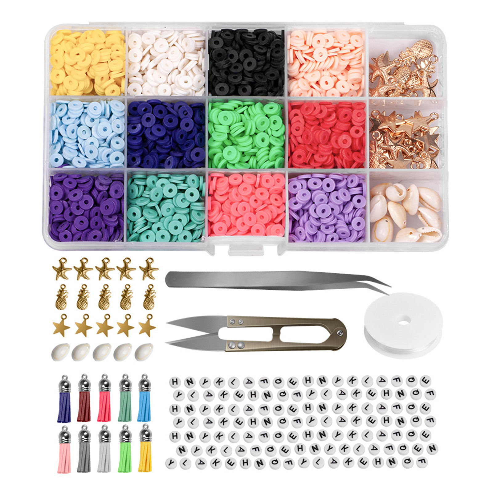 Picture of Polymer Clay Beads DIY Handmade Craft Materials Accessories With Tools Multicolor 17.5cm x 13cm, 1 Set