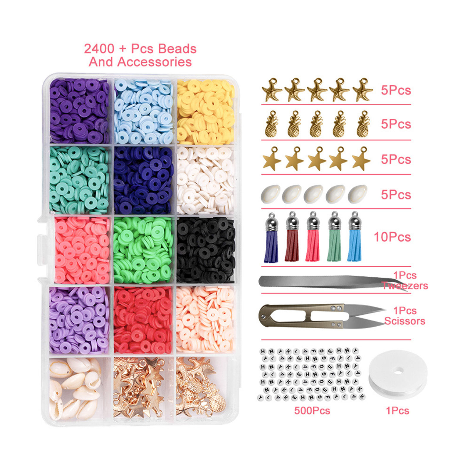 Picture of Polymer Clay Beads DIY Handmade Craft Materials Accessories With Tools Multicolor 17.5cm x 13cm, 1 Set